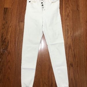 High waist button fly skinny jeans